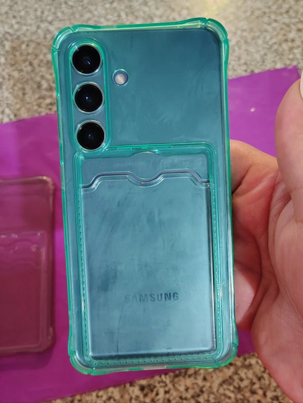 2 Phone Case with Glass Screen Protector - Purple and Teal